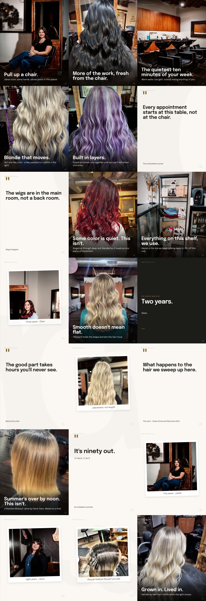 Julia Grace Salon Instagram feed, composed as one canvas